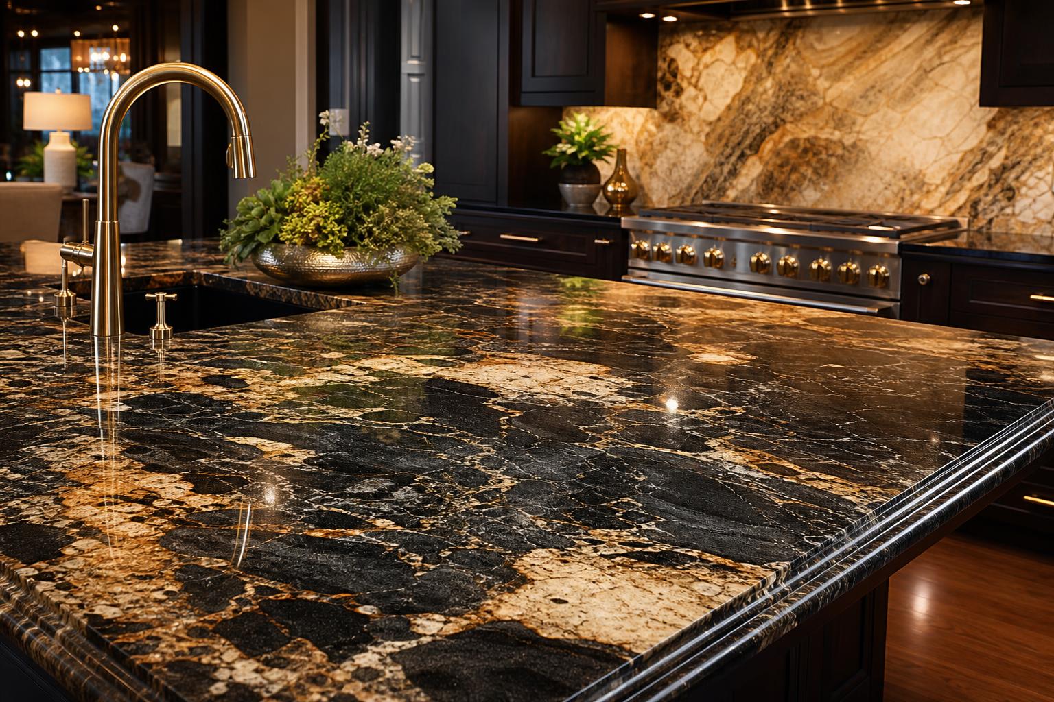 Luxury granite countertop in a modern kitchen