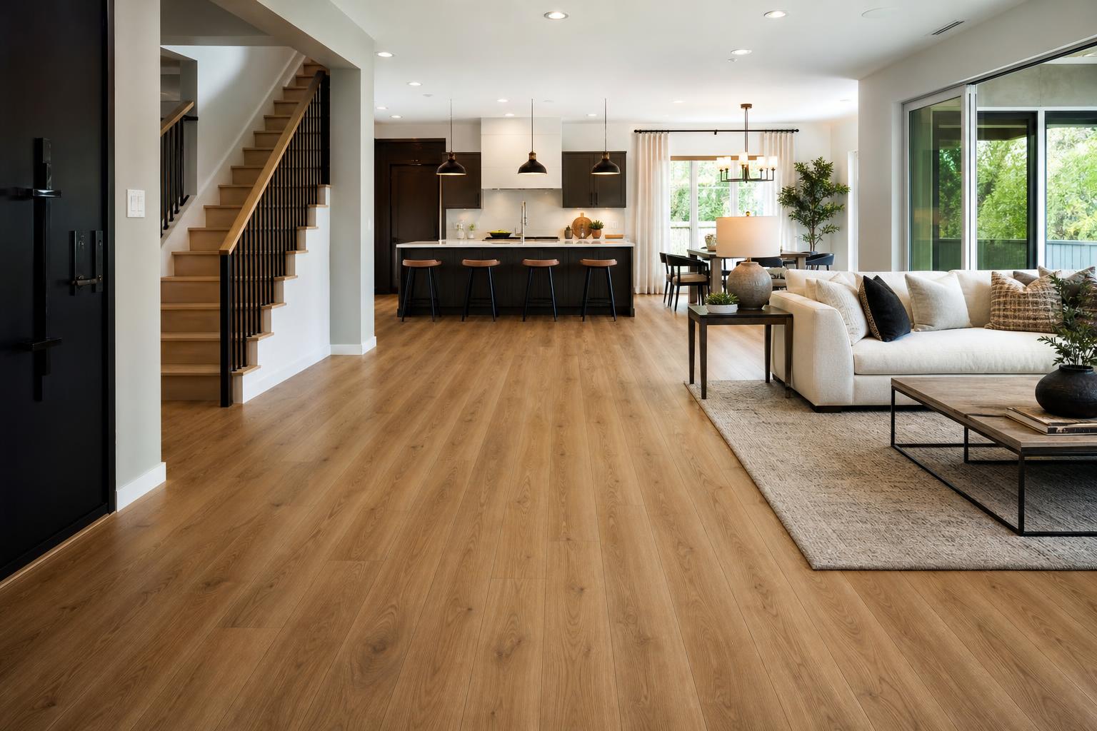 Luxury SPC vinyl plank flooring in a modern home